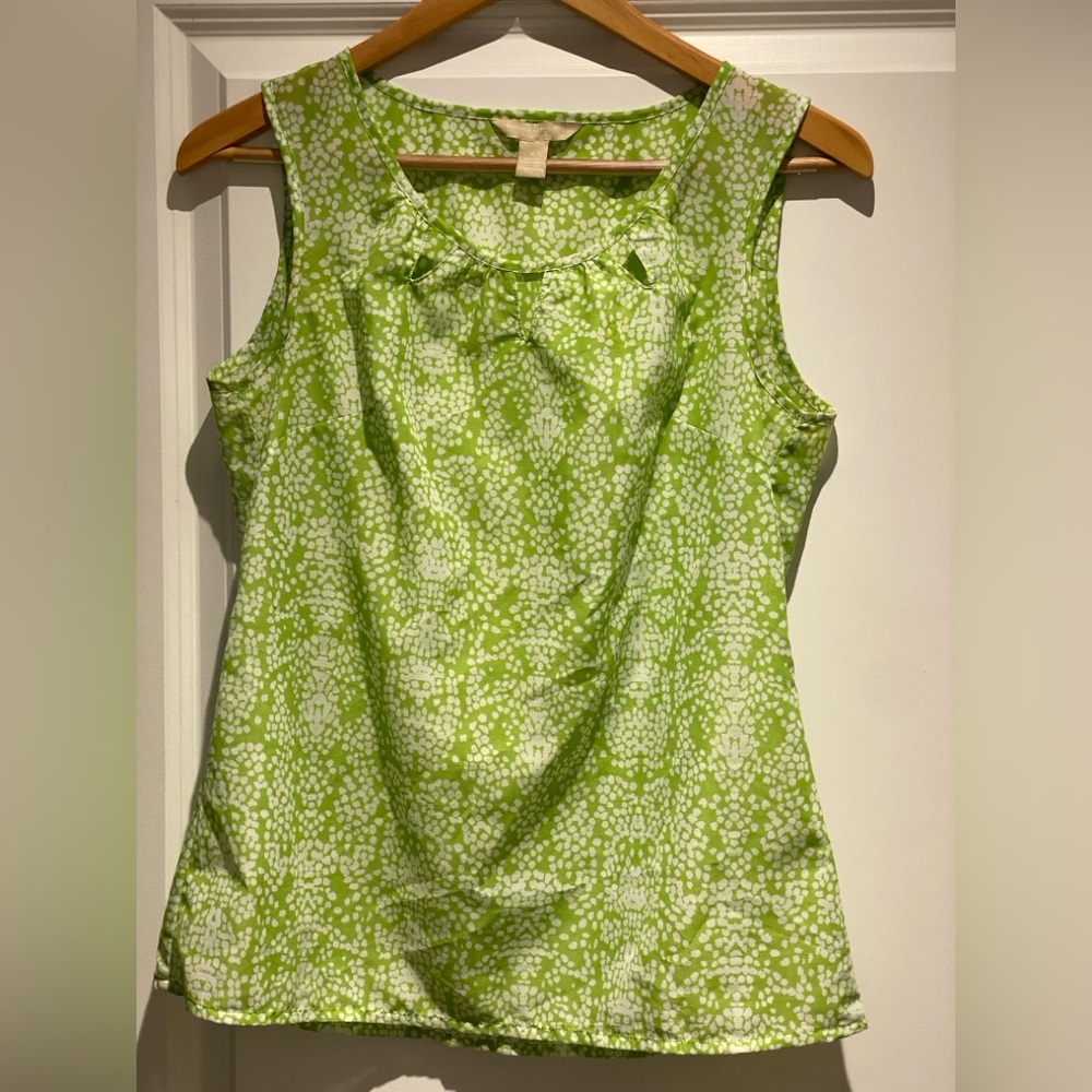 Banana Republic Womens Blouse Cut Out Sleeveless Chartreuse wasabi green